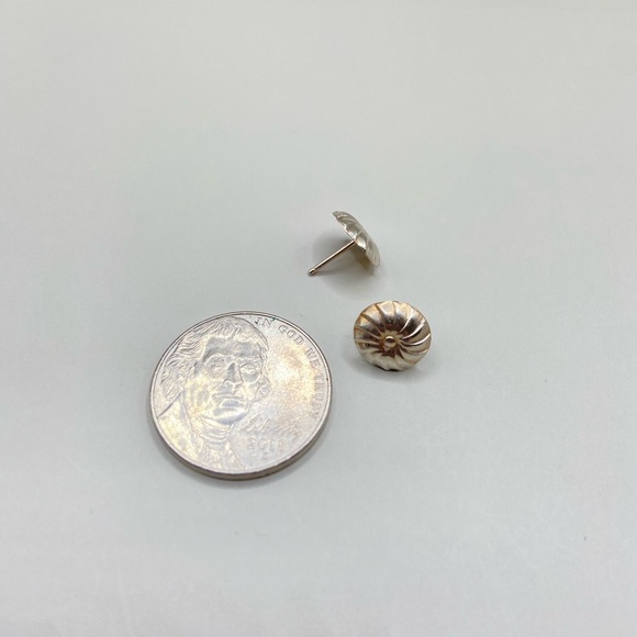 Dainty Silver Pinwheel Post Earrings - Picture 5 of 5